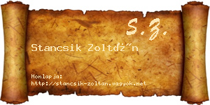Stancsik Zoltán névjegykártya